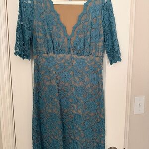 Karen Kane Lace Dress in Teal M
